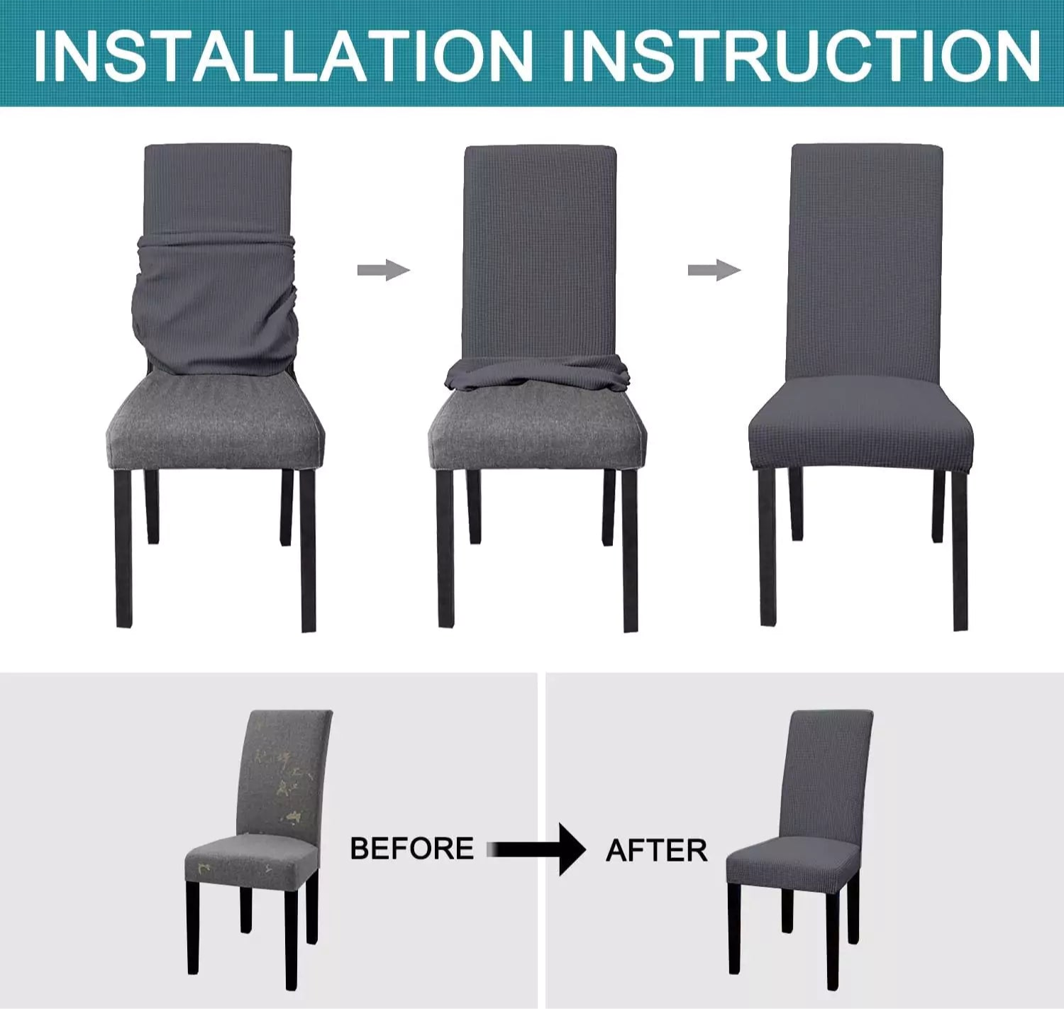Elastic Chair Cover – Universal Fit for Dining & Living Room Chairs
