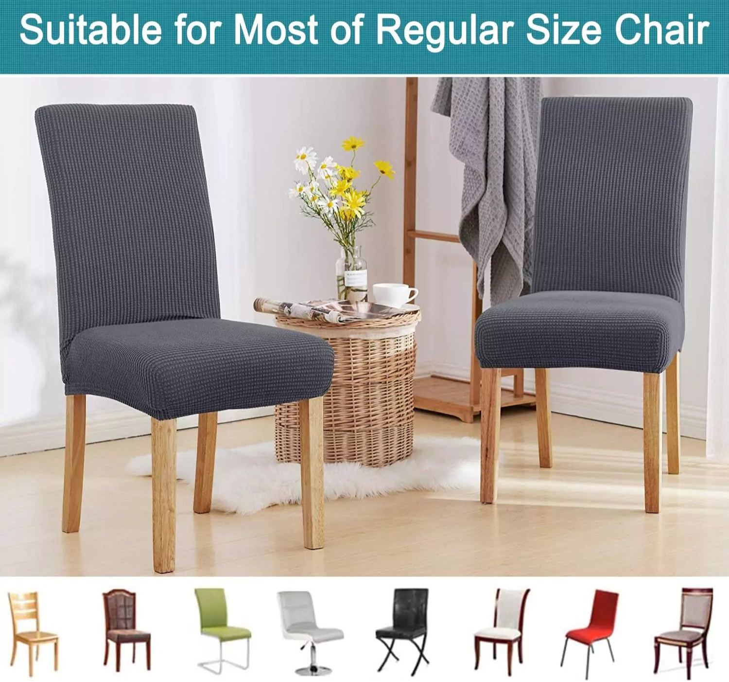 Elastic Chair Cover – Universal Fit for Dining & Living Room Chairs