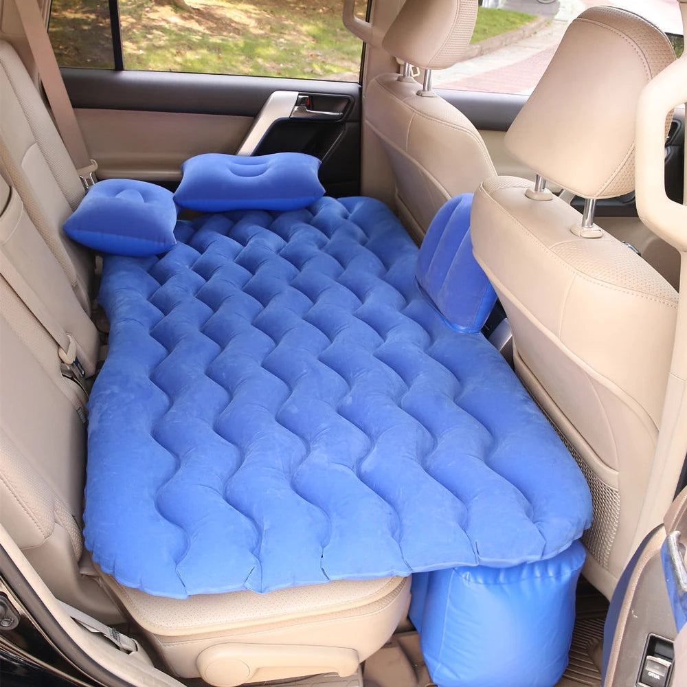 Inflatable Car Mattress – Flocked Travel Bed for Back Seat with Pillows & Bag vobi