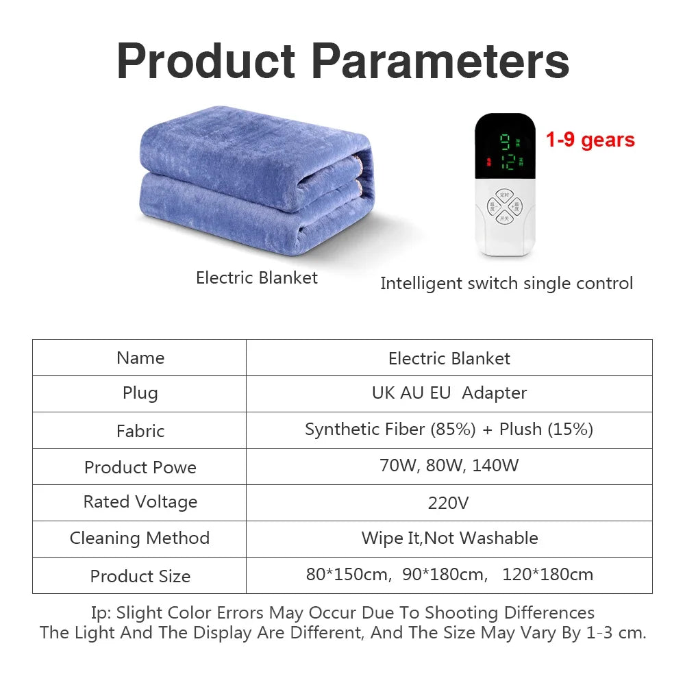 Electric Heating Blanket with Intelligent Control 220V Vobi Collections