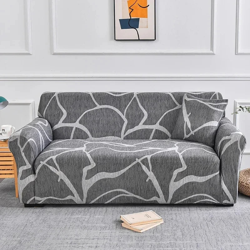 Stretch Sofa Cover – Printed Elastic Slipcover for 1–4 Seater & L-Shaped Sofas Vobi