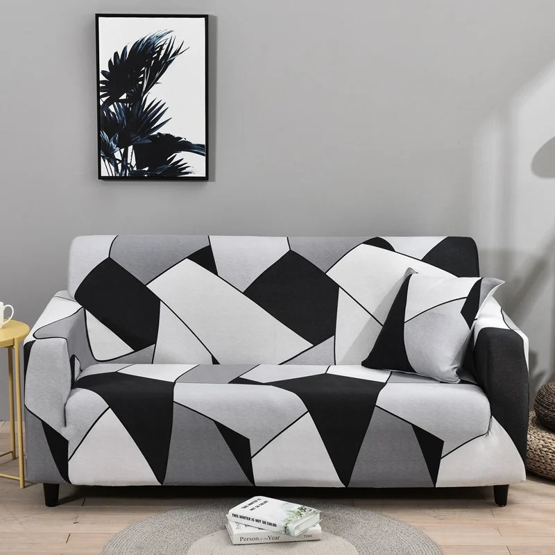 Stretch Sofa Cover – Printed Elastic Slipcover for 1–4 Seater & L-Shaped Sofas Vobi