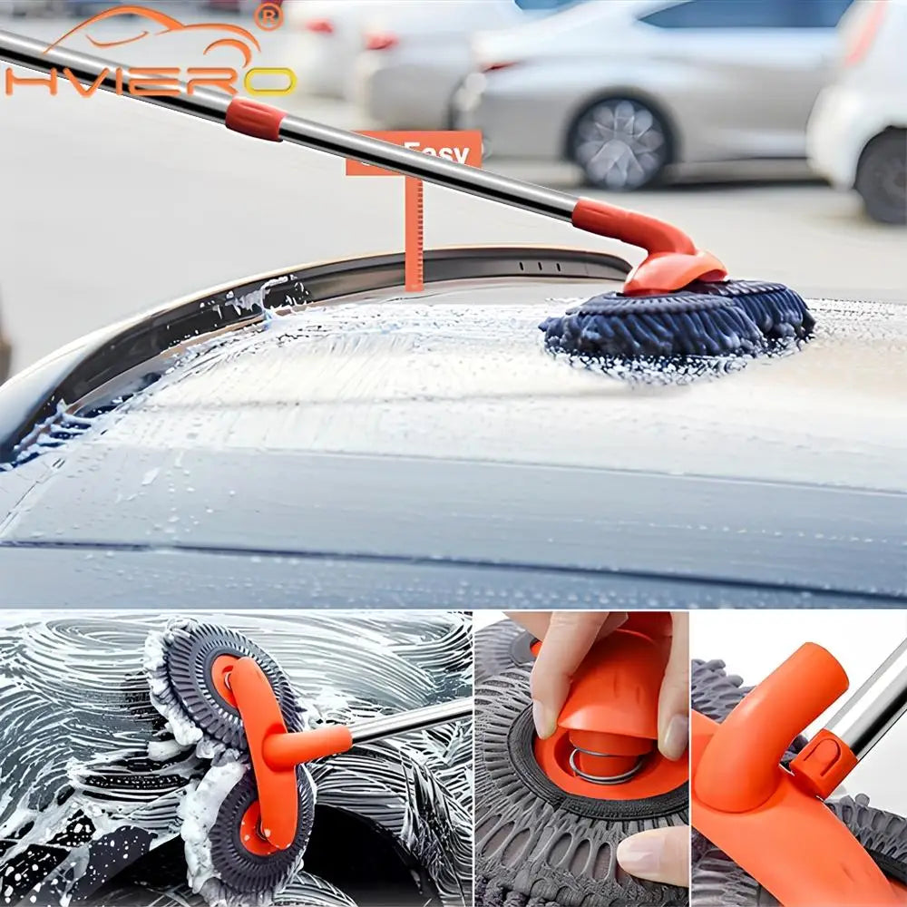 Microfibre Car Wash Brush – Long Handle Mop for Scratch-Free Vehicle Cleaning vobi