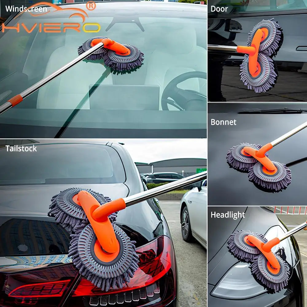Microfibre Car Wash Brush – Long Handle Mop for Scratch-Free Vehicle Cleaning vobi
