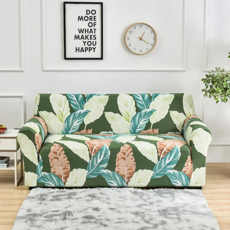 Stretch Sofa Cover – Printed Elastic Slipcover for 1–4 Seater & L-Shaped Sofas Vobi