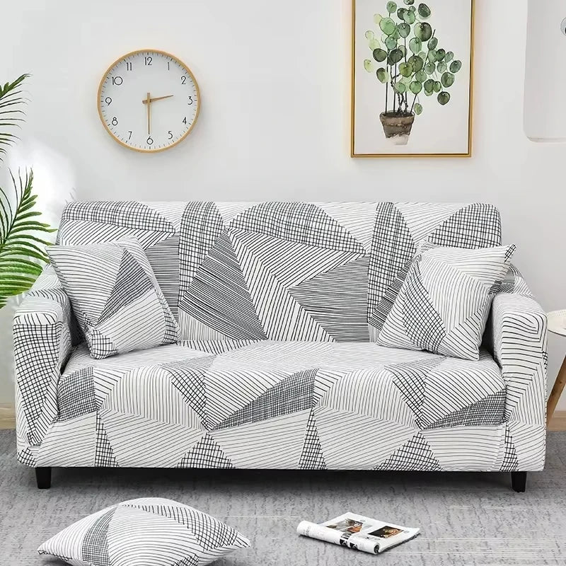 Stretch Sofa Cover – Printed Elastic Slipcover for 1–4 Seater & L-Shaped Sofas Vobi