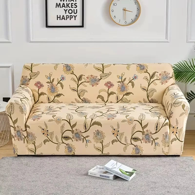 Stretch Sofa Cover – Printed Elastic Slipcover for 1–4 Seater & L-Shaped Sofas Vobi