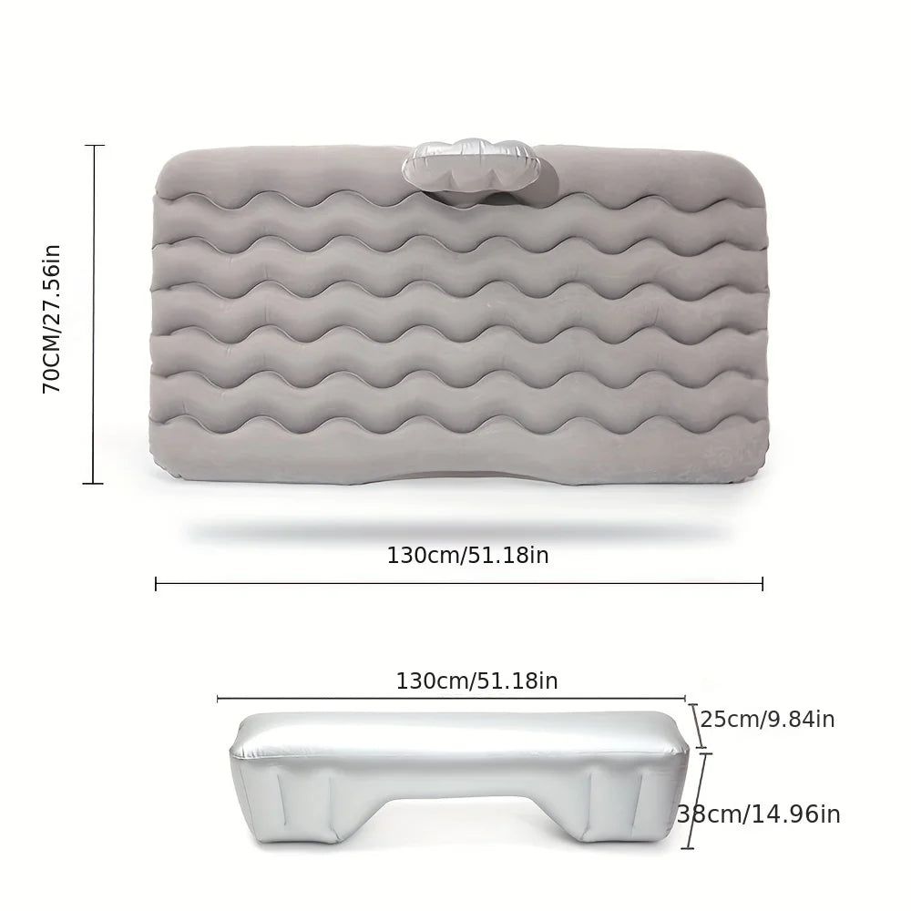 Inflatable Car Mattress – Flocked Travel Bed for Back Seat with Pillows & Bag vobi