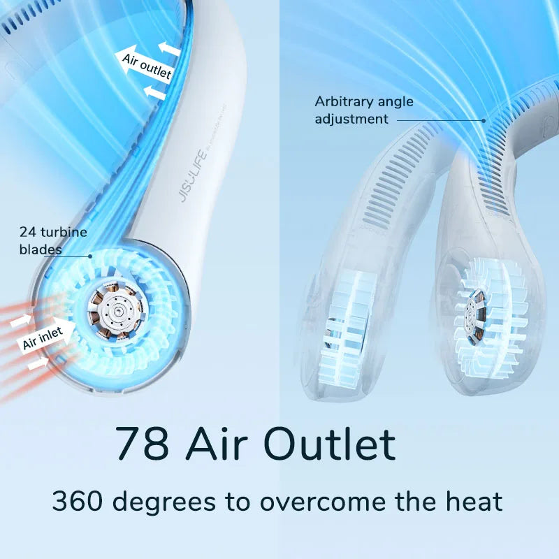 Portable Neck Silent Fan Cooling Wind USB Rechargeable for Sports Vobi Collections