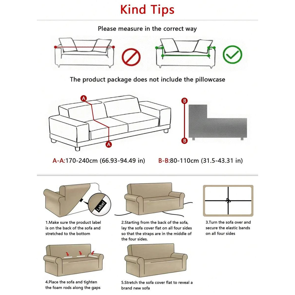 Stretch Sofa Cover – Printed Elastic Slipcover for 1–4 Seater & L-Shaped Sofas Vobi