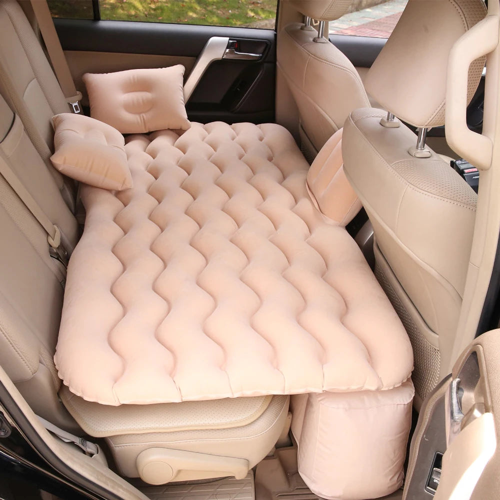 Inflatable Car Mattress – Flocked Travel Bed for Back Seat with Pillows & Bag vobi
