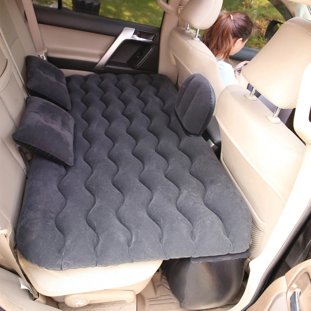 Inflatable Car Mattress – Flocked Travel Bed for Back Seat with Pillows & Bag vobi