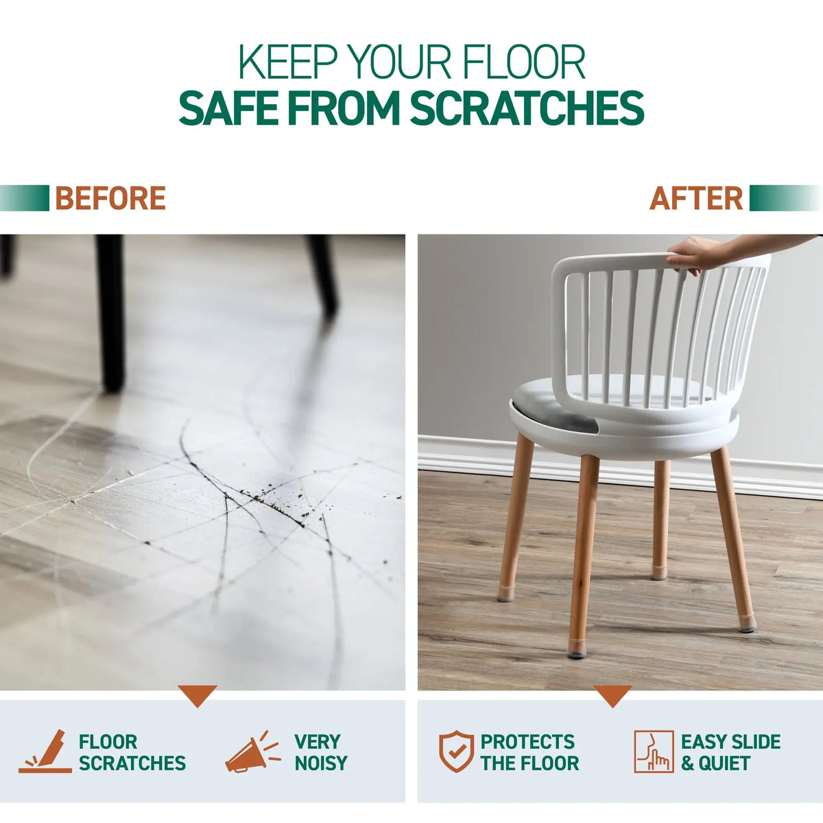 28-Pack Silicone Chair Leg Protectors – Non-Slip Floor Pads for Hardwood & Tile Floors vobi collections