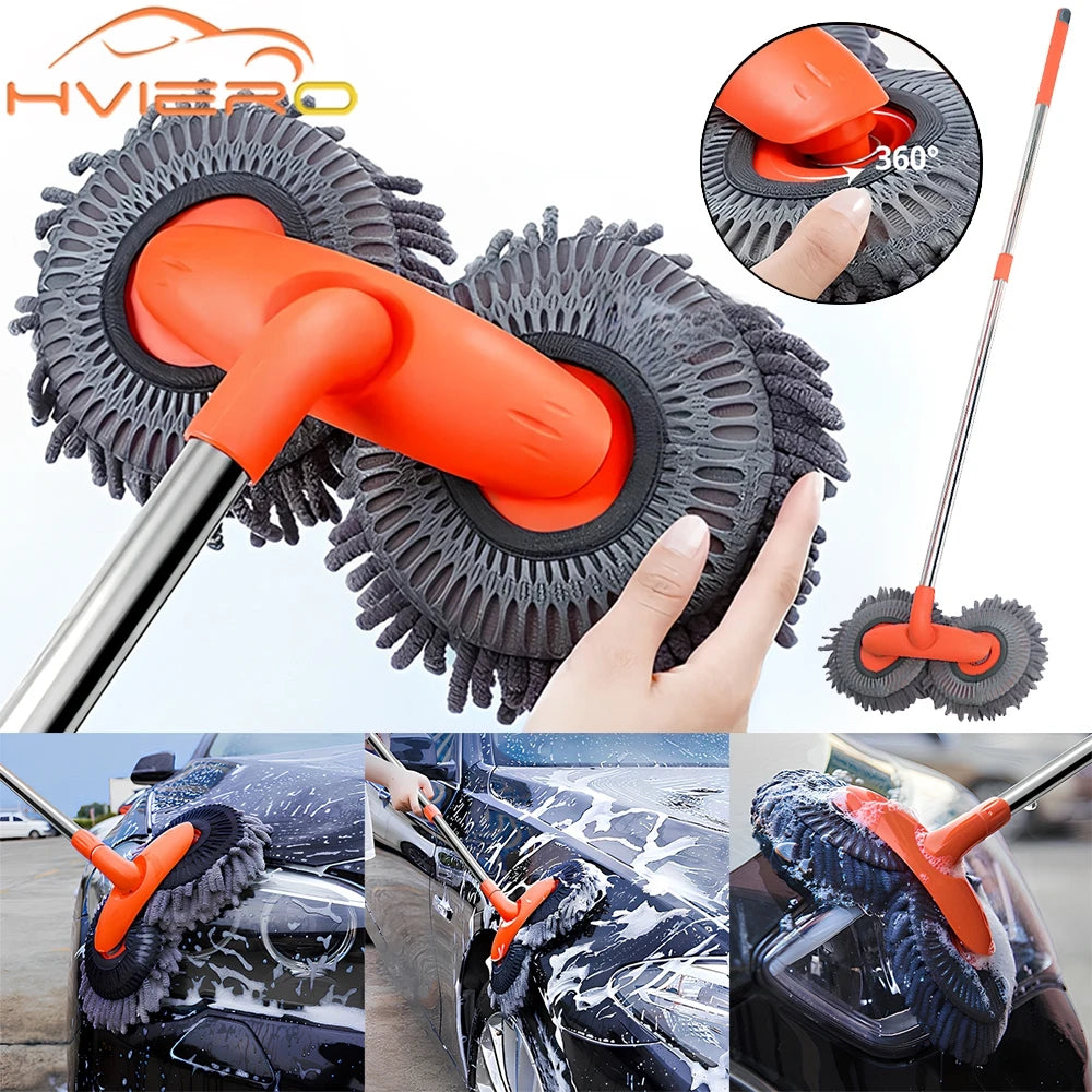 Microfibre Car Wash Brush – Long Handle Mop for Scratch-Free Vehicle Cleaning vobi